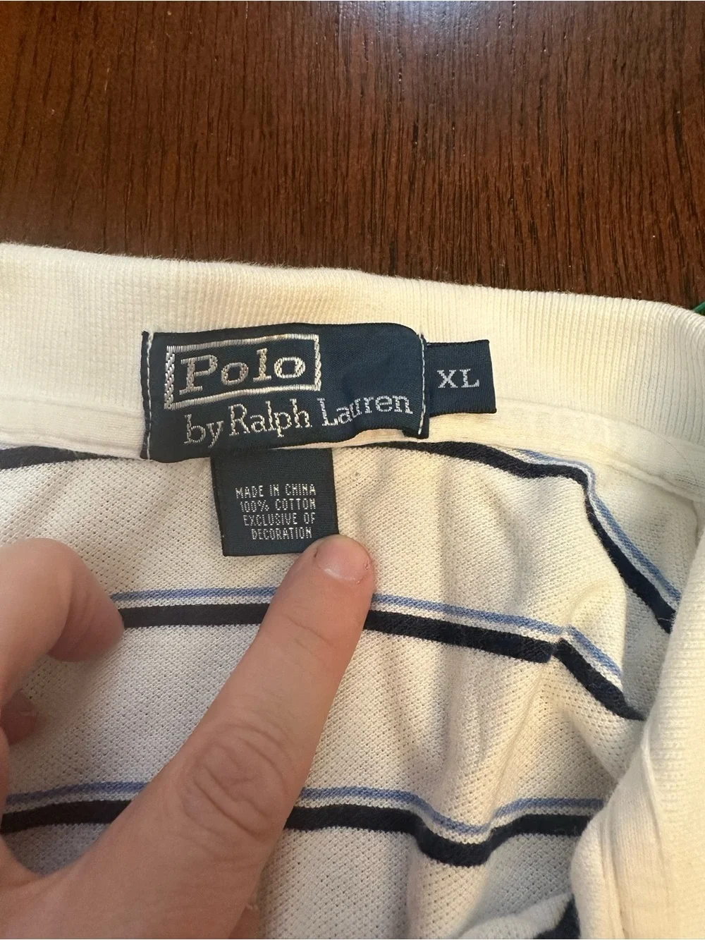 Polo by Ralph Lauren White Polo Shirt with Navy Stripes